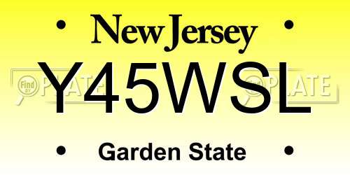 Y45WSL New Jersey License Plate