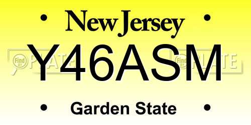Y46ASM New Jersey License Plate