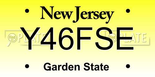 Y46FSE New Jersey License Plate
