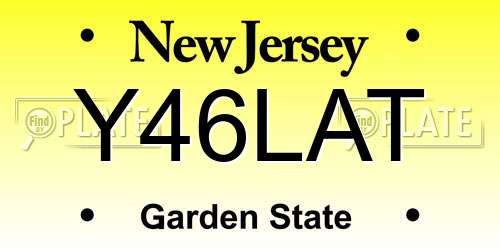 Y46LAT New Jersey License Plate