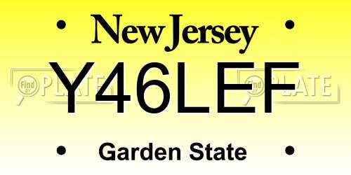 Y46LEF New Jersey License Plate