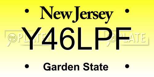 Y46LPF New Jersey License Plate