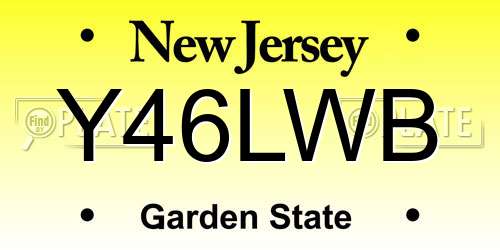 Y46LWB New Jersey License Plate