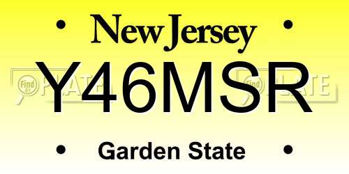 Y46MSR New Jersey License Plate