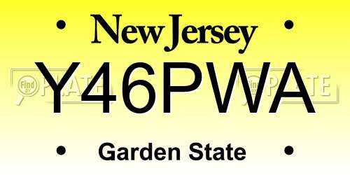 Y46PWA New Jersey License Plate