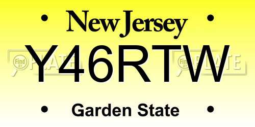 Y46RTW New Jersey License Plate