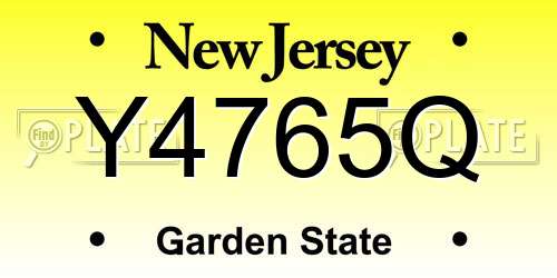 Y4765Q New Jersey License Plate