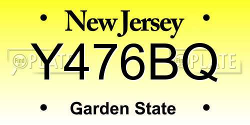 Y476BQ New Jersey License Plate