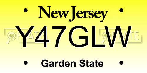 Y47GLW New Jersey License Plate