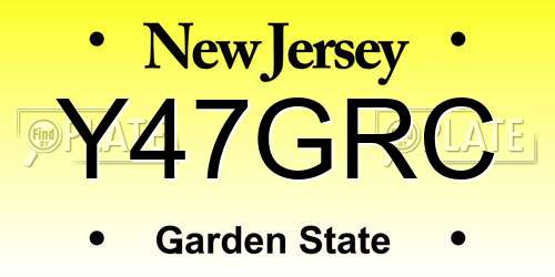 Y47GRC New Jersey License Plate