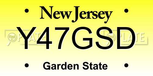 Y47GSD New Jersey License Plate