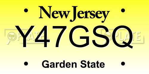 Y47GSQ New Jersey License Plate