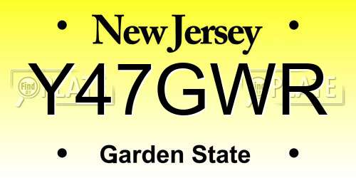 Y47GWR New Jersey License Plate