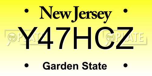 Y47HCZ New Jersey License Plate