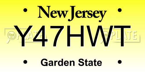 Y47HWT New Jersey License Plate