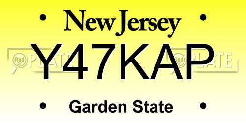 Y47KAP New Jersey License Plate