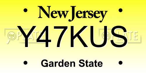 Y47KUS New Jersey License Plate