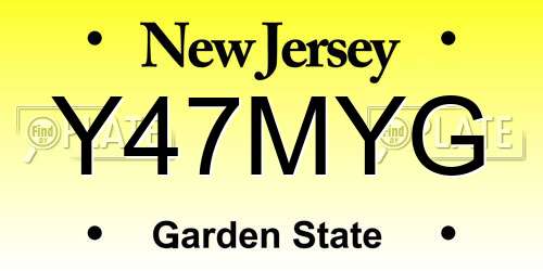 Y47MYG New Jersey License Plate