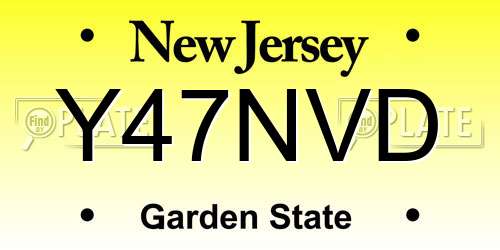 Y47NVD New Jersey License Plate