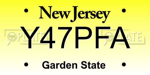 Y47PFA New Jersey License Plate
