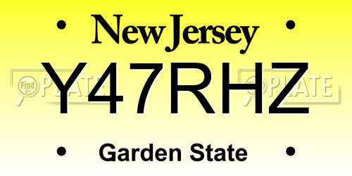 Y47RHZ New Jersey License Plate