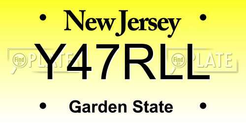 Y47RLL New Jersey License Plate