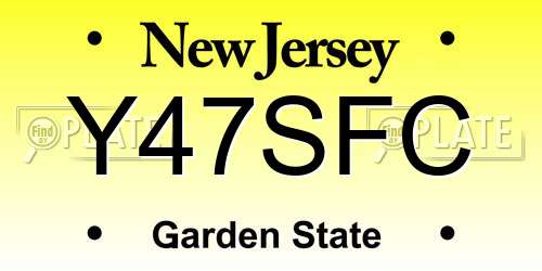 Y47SFC New Jersey License Plate