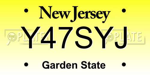 Y47SYJ New Jersey License Plate