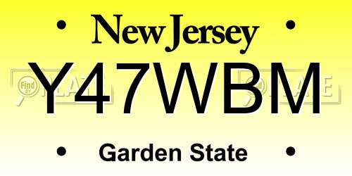 Y47WBM New Jersey License Plate