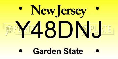 Y48DNJ New Jersey License Plate