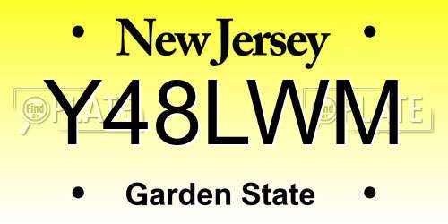 Y48LWM New Jersey License Plate