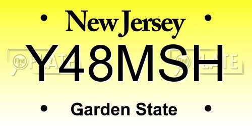 Y48MSH New Jersey License Plate