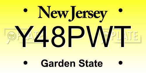Y48PWT New Jersey License Plate