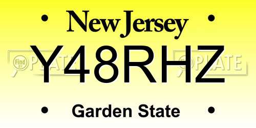 Y48RHZ New Jersey License Plate