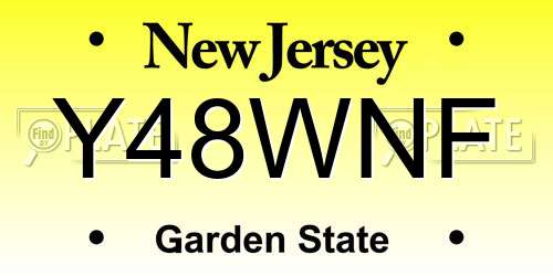 Y48WNF New Jersey License Plate