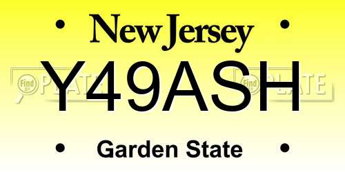 Y49ASH New Jersey License Plate