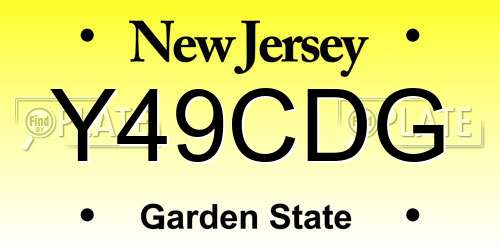 Y49CDG New Jersey License Plate