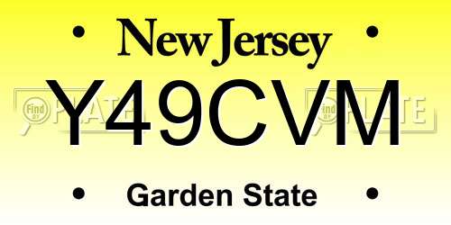 Y49CVM New Jersey License Plate