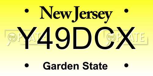 Y49DCX New Jersey License Plate
