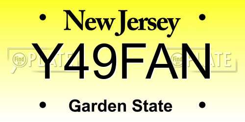 Y49FAN New Jersey License Plate