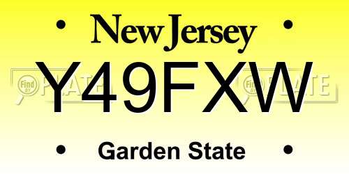 Y49FXW New Jersey License Plate