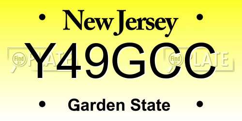 Y49GCC New Jersey License Plate