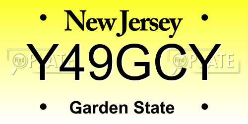 Y49GCY New Jersey License Plate