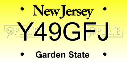 Y49GFJ New Jersey License Plate