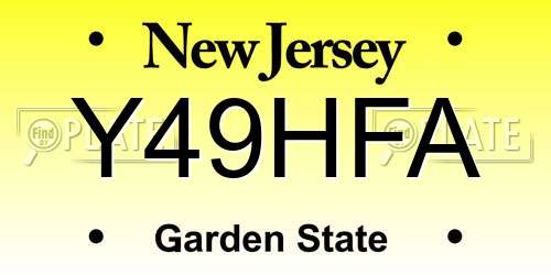 Y49HFA New Jersey License Plate