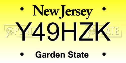Y49HZK New Jersey License Plate