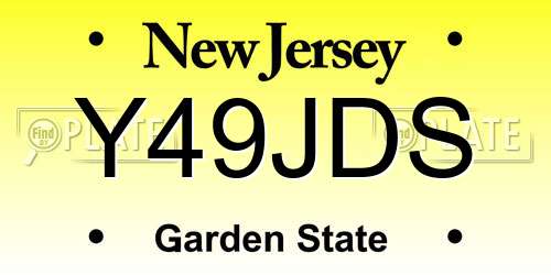 Y49JDS New Jersey License Plate