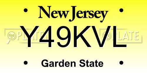 Y49KVL New Jersey License Plate