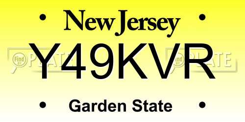 Y49KVR New Jersey License Plate