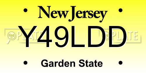 Y49LDD New Jersey License Plate